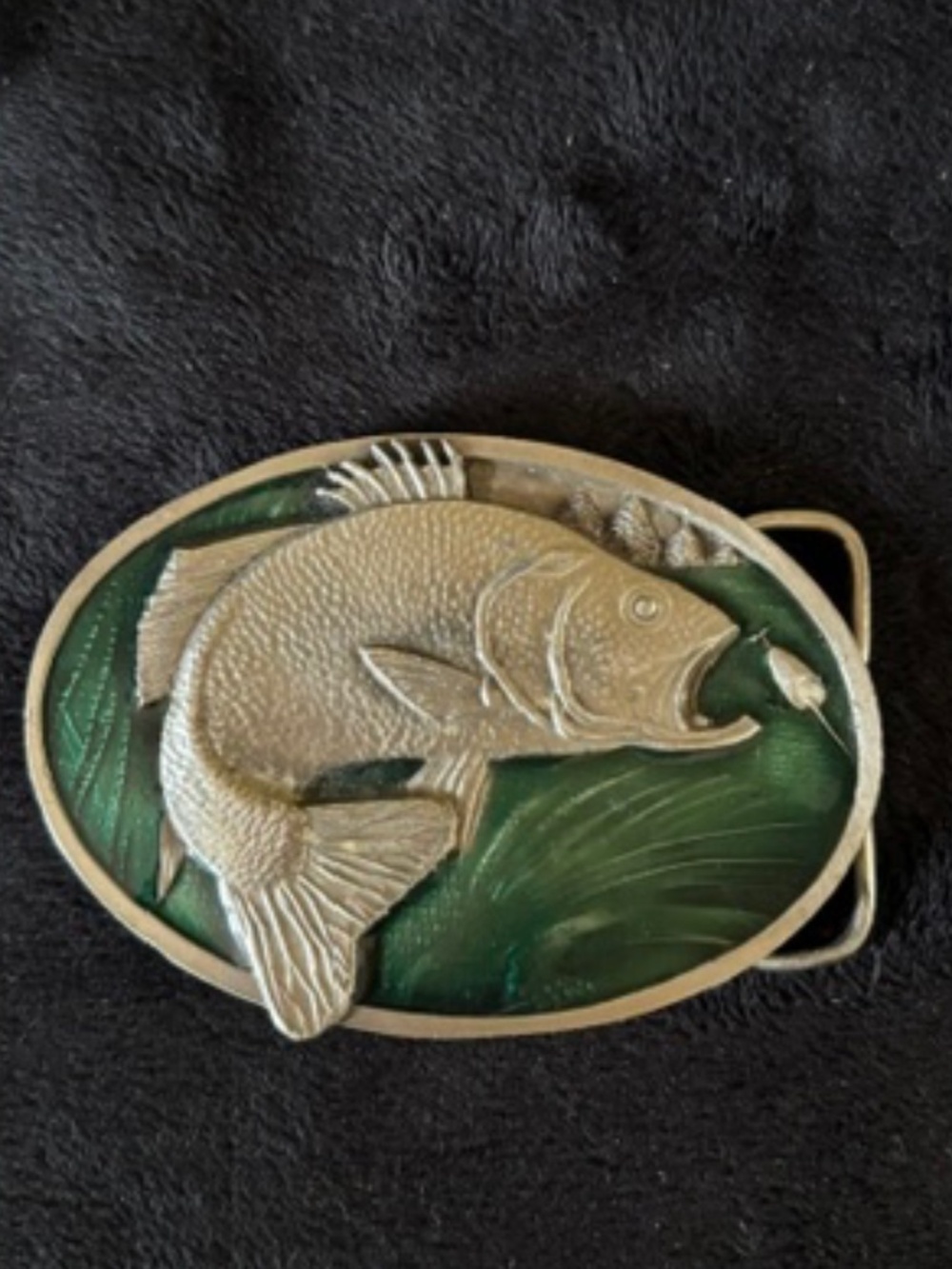 Bergamot Brass works- Large mouth Bass Buckle- 1977 Vintage